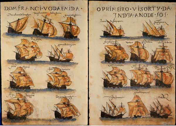 Vasco da Gama: Raffigurazione della settima armata portoghese delle Indie tratta dal Livro de Lisuarte de Abreu, 1565 circa