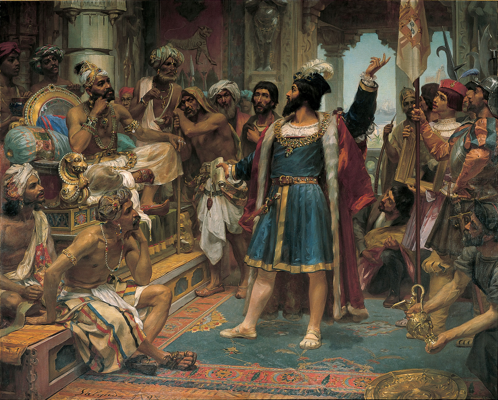 Vasco da Gama davanti allo Zamorin di Calicut, di Veloso Salgado, Sociedade de Geografia de Lisboa